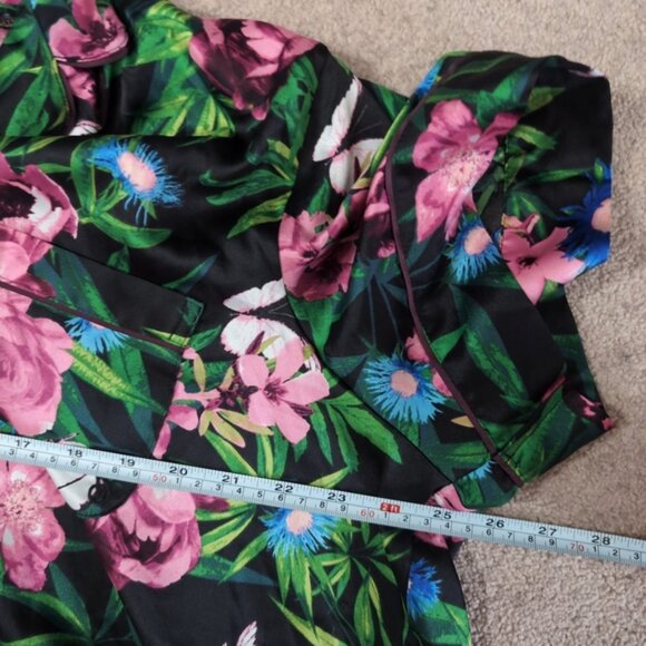 Victoria's Secret Floral Satin Tropical Rose Garden Coquette Pajama Top XXL - Picture 6 of 9